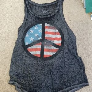 Grey American flag peace tank top